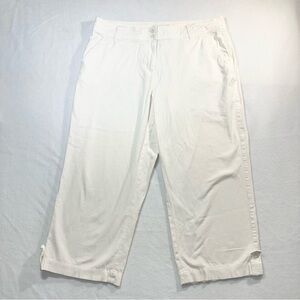 Coldwater Creek Womens Pants Sz 16 White Cropped Stretch Button Tab Cuffs